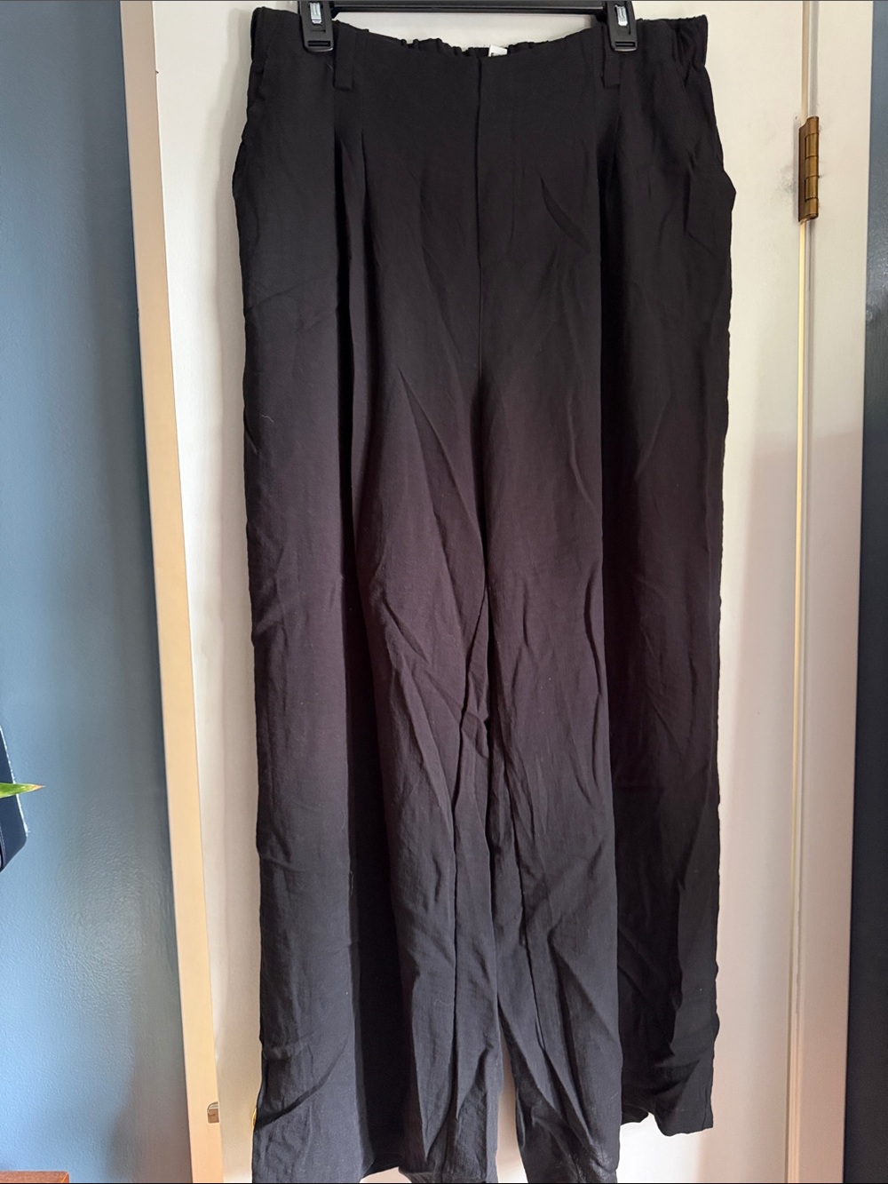 HALARA Black Wide-Leg linen pants